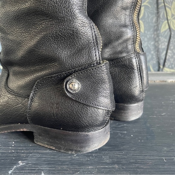 FRYE Melissa Button Back Black Leather Riding Boots - Picture 9 of 11